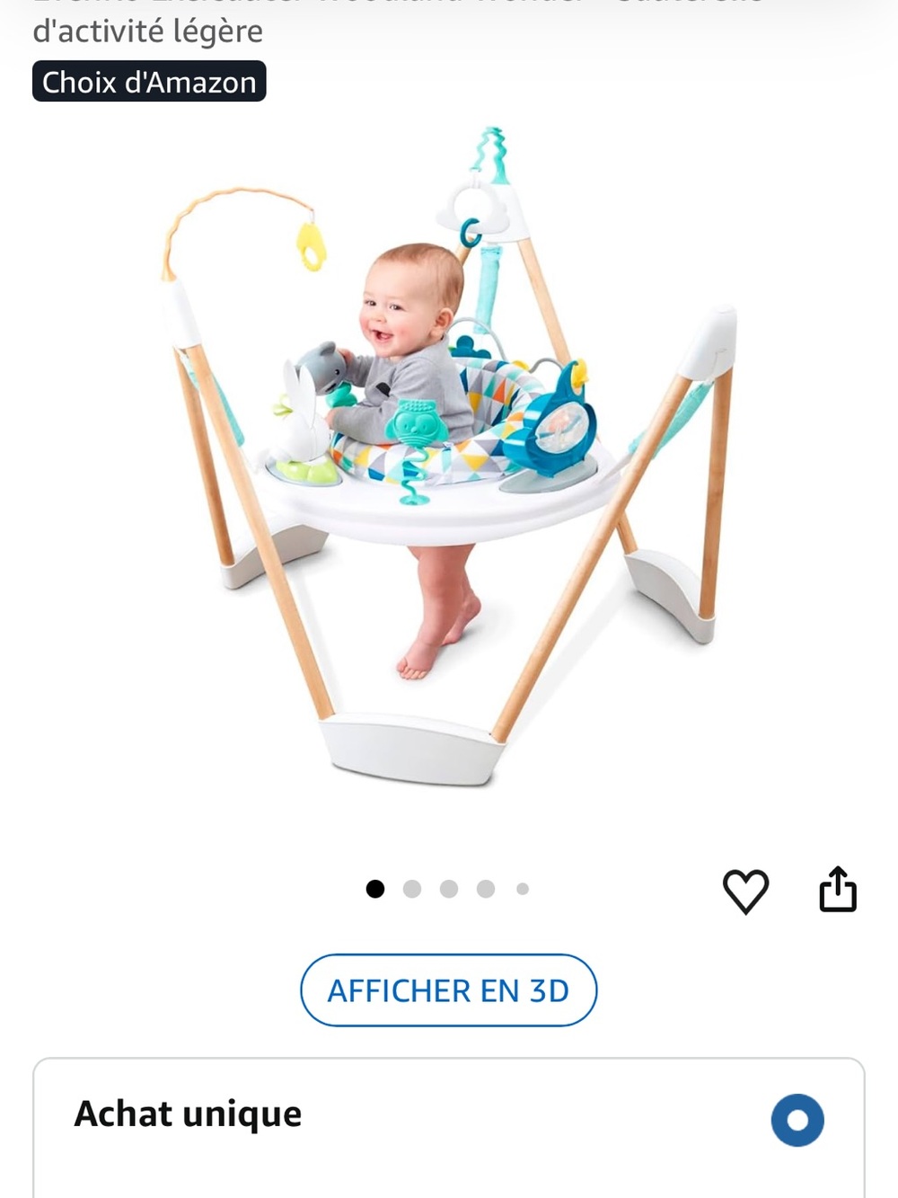 Activity Jumper for Toddlers in Teal and White - Sensory Play Seat
